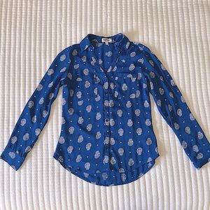 Express Blue and White Portofino Blouse XS